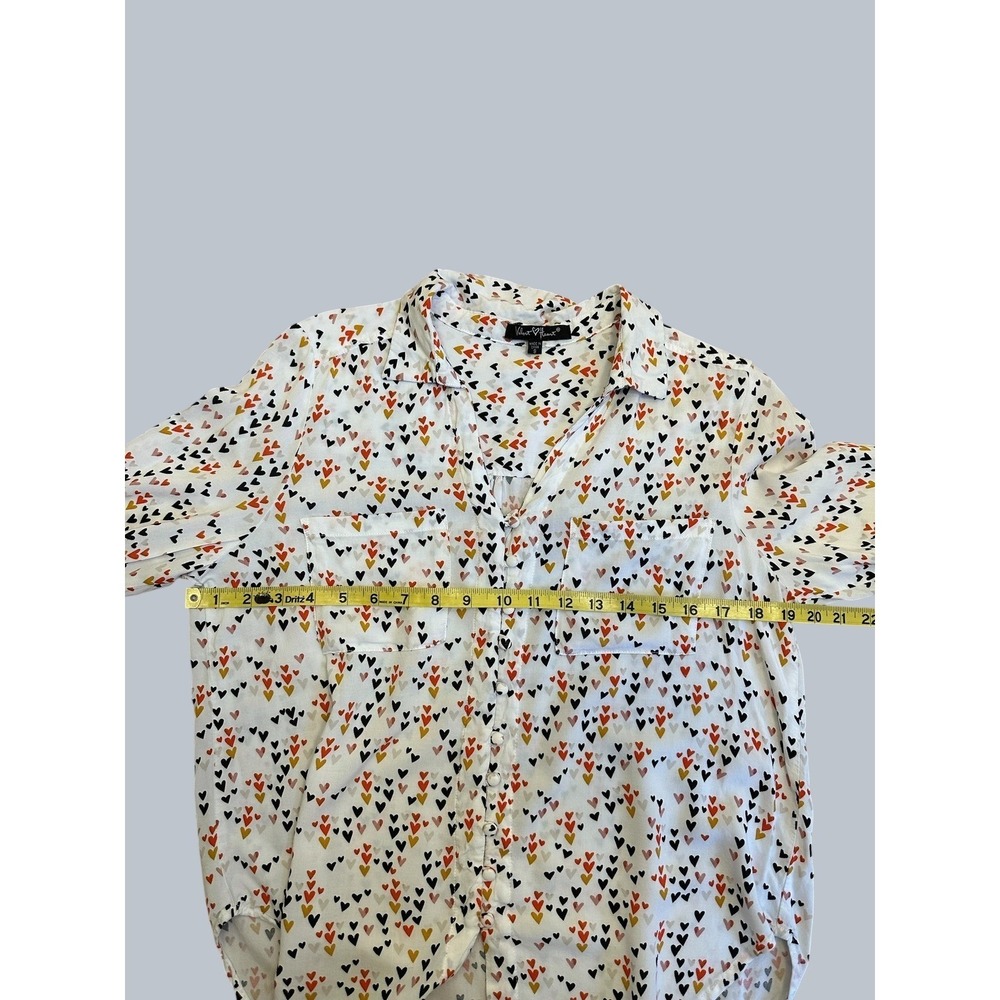Velvet Heart Heart Print Button Front Blouse Women Heart Vacation Resort S - Picture 6 of 6